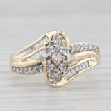 0.25ctw Diamond Cluster Bypass Ring 10k Yellow Gold Size 7 Engagement