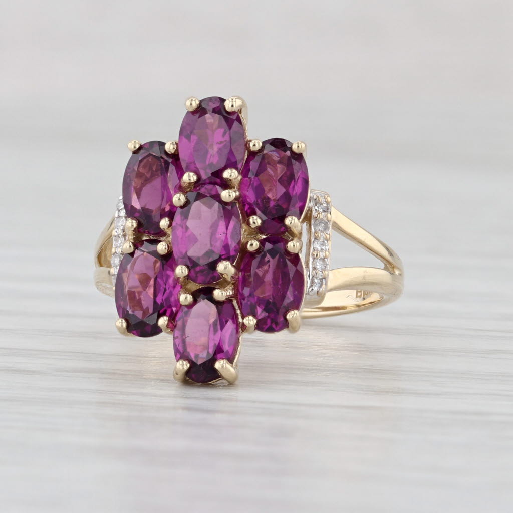 3.47ctw Garnet Cluster Diamond Ring 10k Yellow Gold Size 6