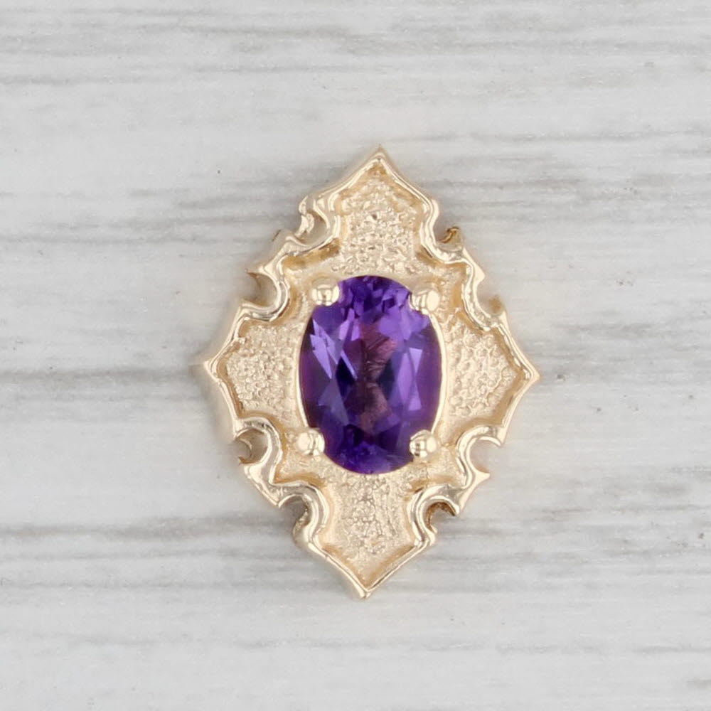 Light Gray Vintage 0.70ct Oval Amethyst Slide Charm 14k Yellow Gold Goldman Kolber