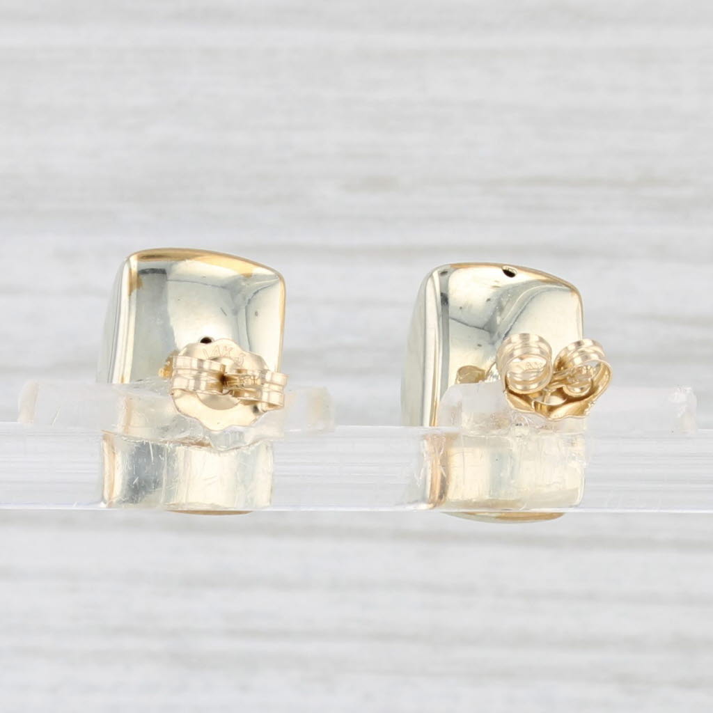 Light Gray Beveled Stud Earrings 14k Yellow Gold