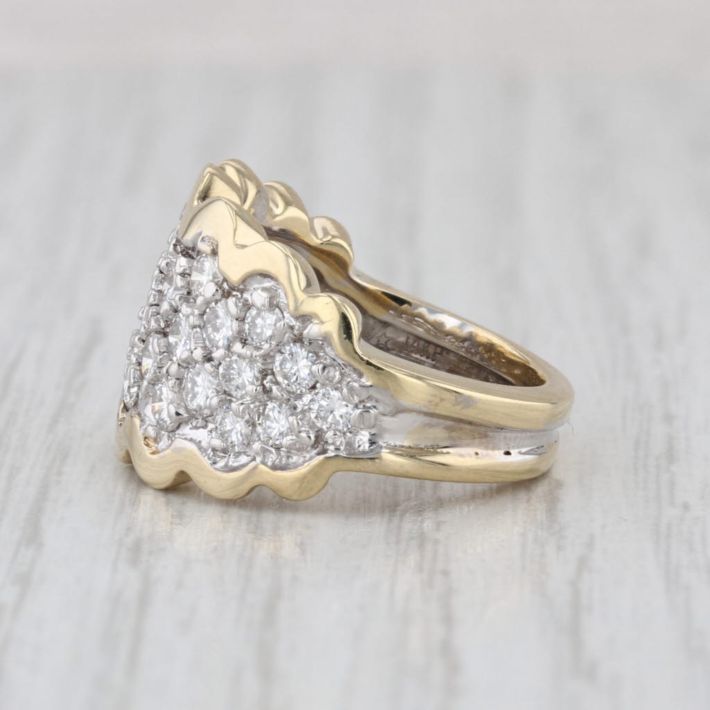 1.48ctw Diamond Cluster Ring 14k Yellow White Gold Sz 5.75 London Star Cocktail