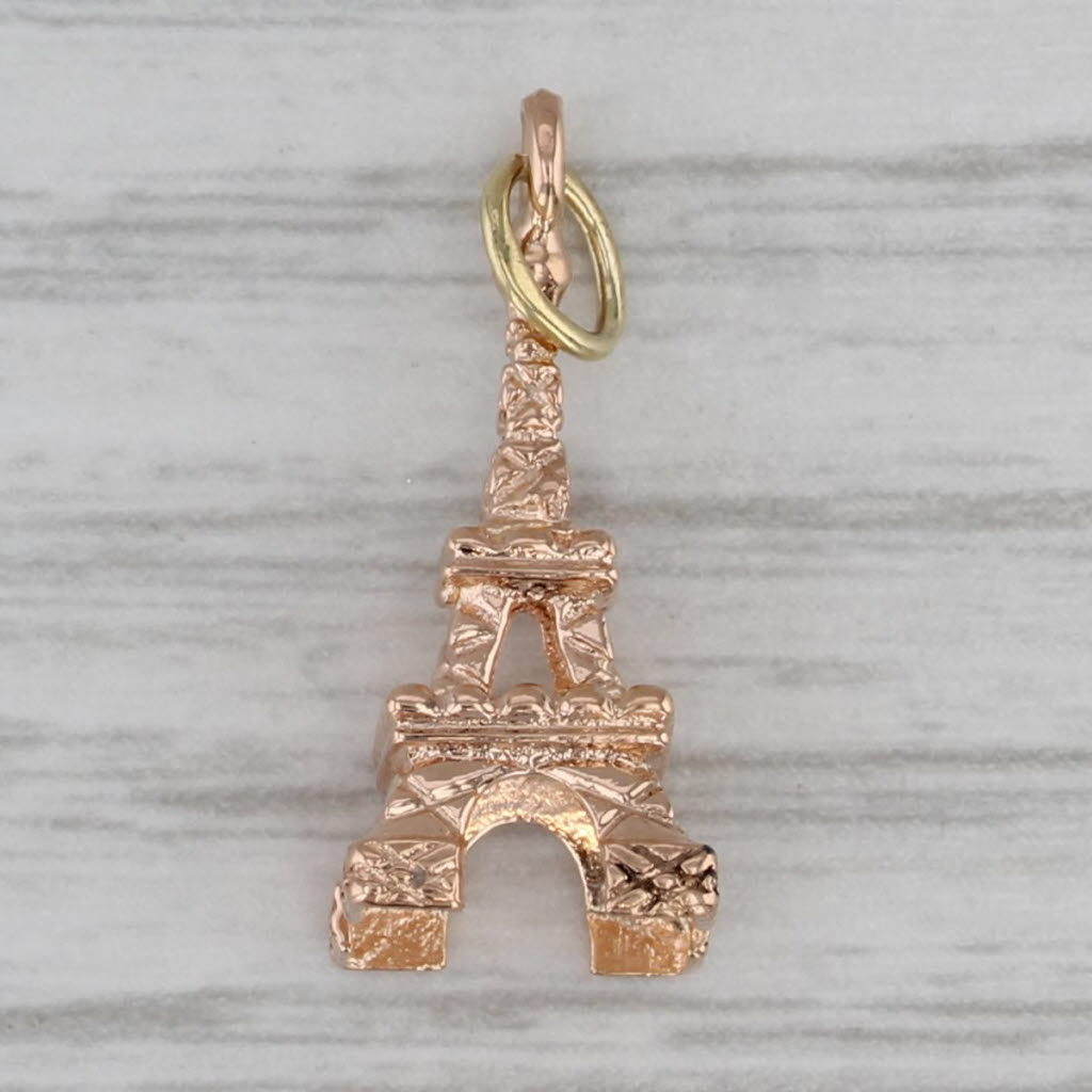 Gray Eiffel Tower Charm 18k Rose Gold Paris France Souvenir Pendant