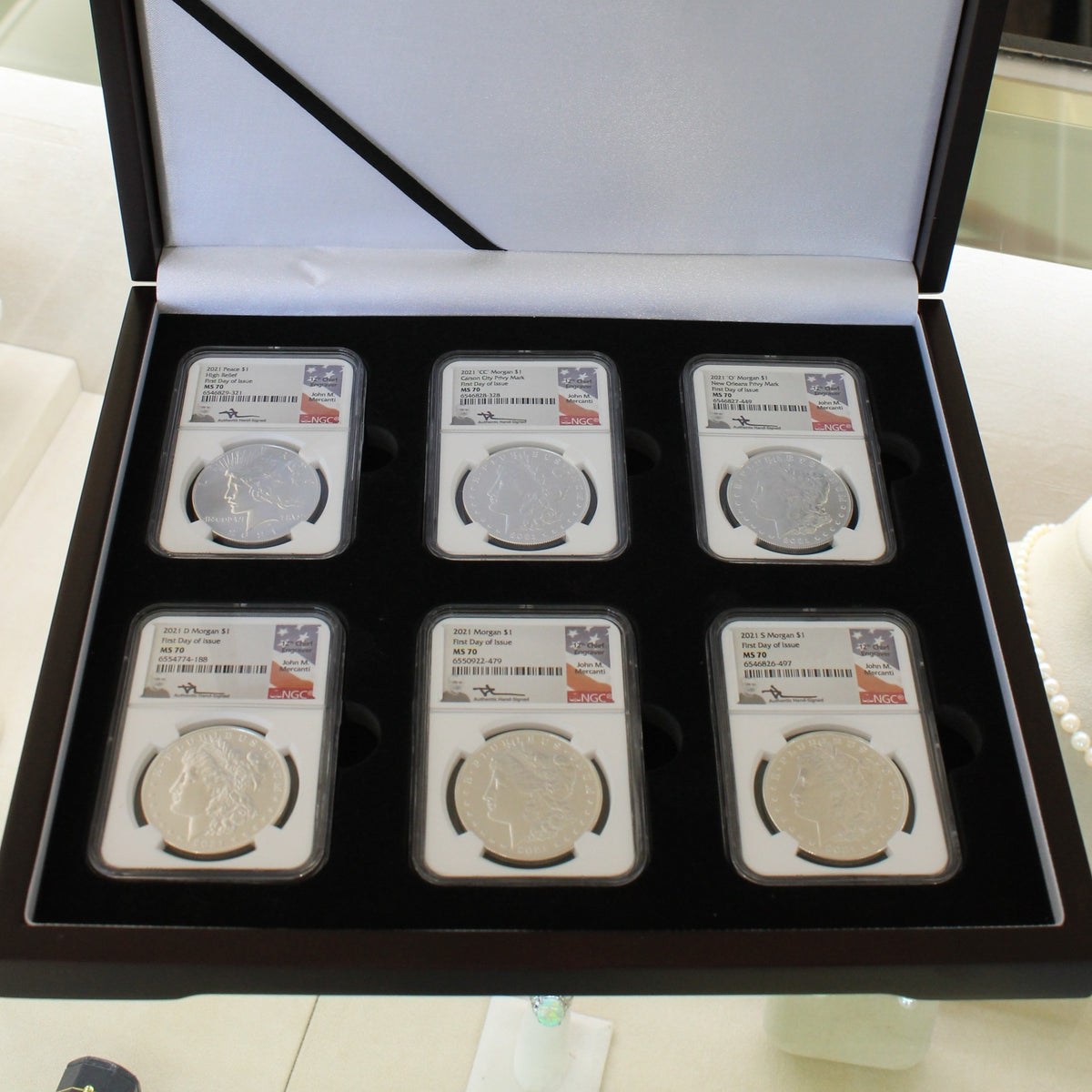 2021 $1 Morgan (5) & Peace (1) Silver Dollar Set NGC First Day of Issue MS70
