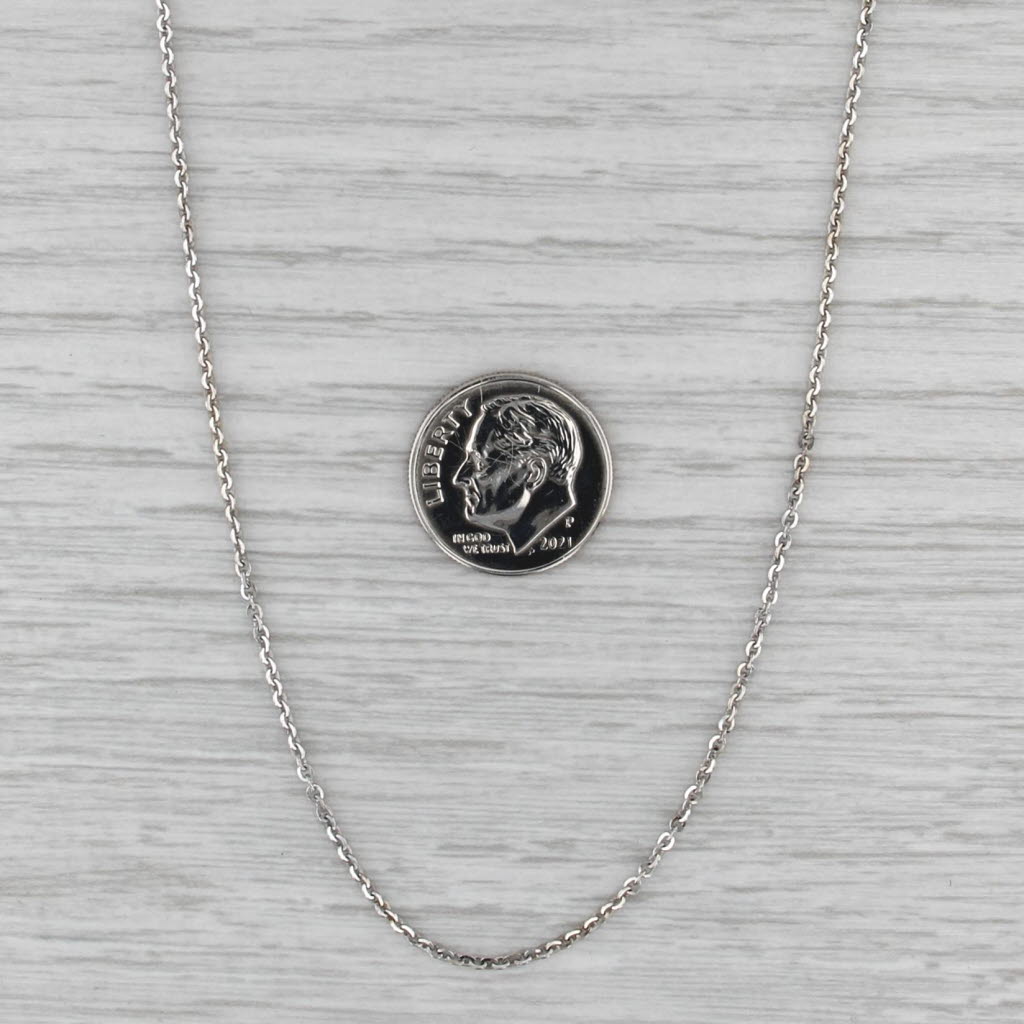 Cable Chain Necklace 14k White Gold Adjustable up to 24" 0.9mm