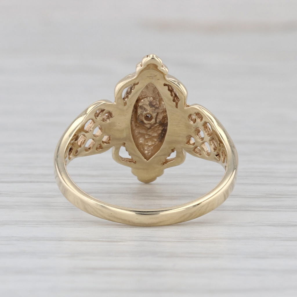Vintage Diamond Signet Ring 10k Yellow Gold Size 5.5