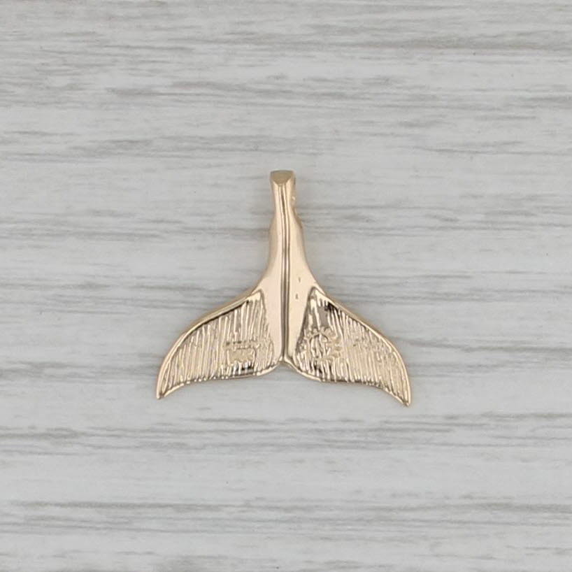 Whale Tail Pendant 14k Yellow Gold Nautical Jewelry