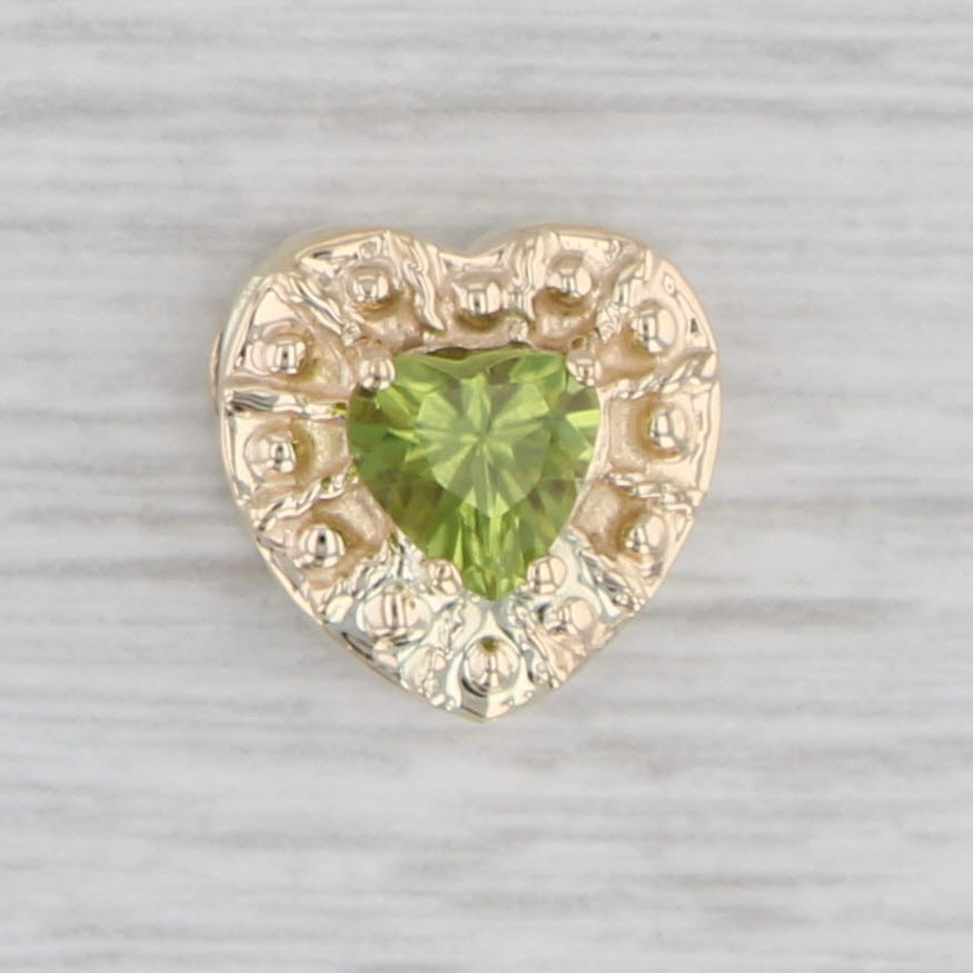 Gray Richard Klein 0.92ct Peridot Heart Slide Bracelet Charm 14k Yellow Gold Vintage