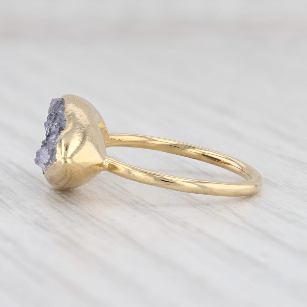 New Nina Wynn Druzy Amethyst Ring Sterling Silver 22k Gold Vermeil Size 7