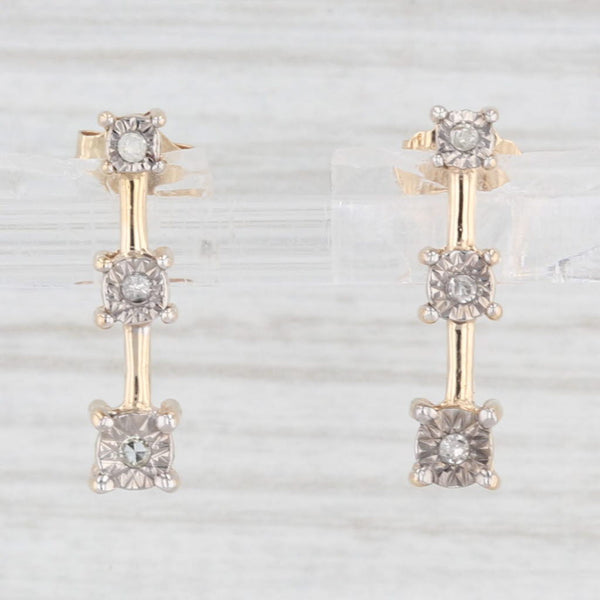 3-Stone Diamond Journey Earrings 10k Yellow Gold Drops