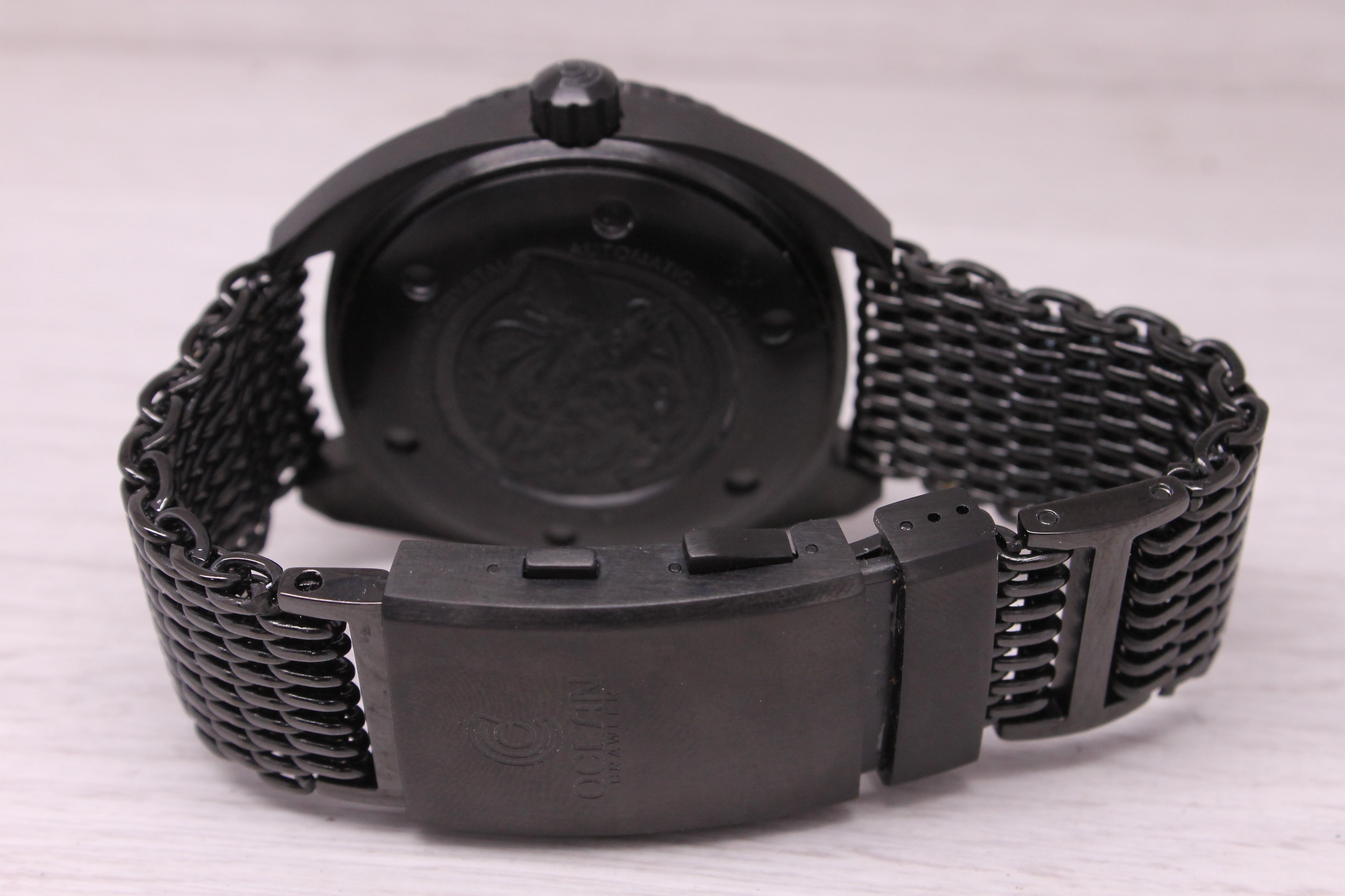 Ocean Crawler Core Diver Mens Automatic Watch 44mm Ultra-Black DLC Steel Boxes