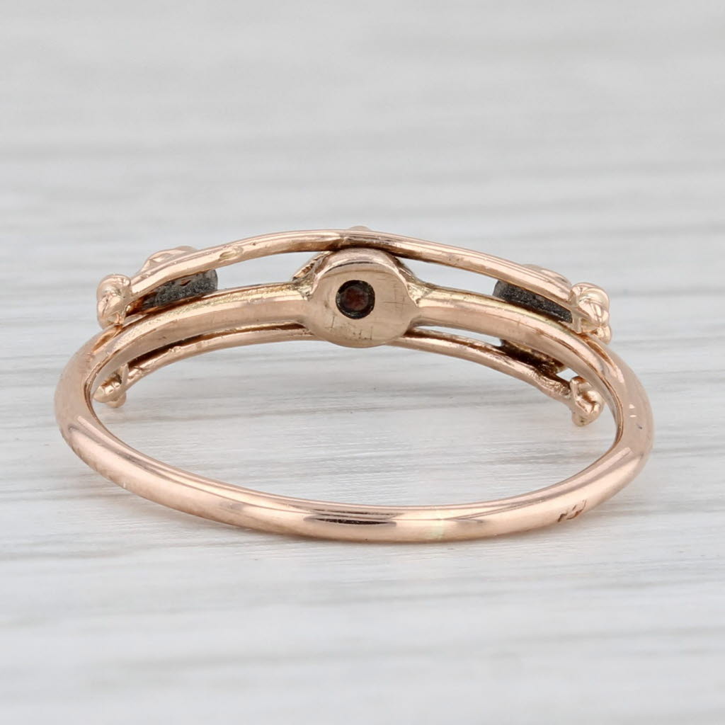 Light Gray Antique Split Pearl Ring 10k Rose Gold Size 4.5 Stackable