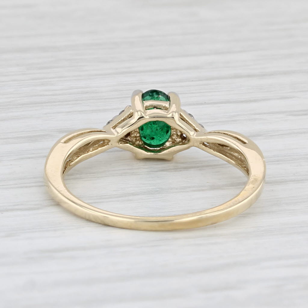 Light Gray 0.56ctw Oval Emerald Diamond Ring 10k Yellow Gold Size 7