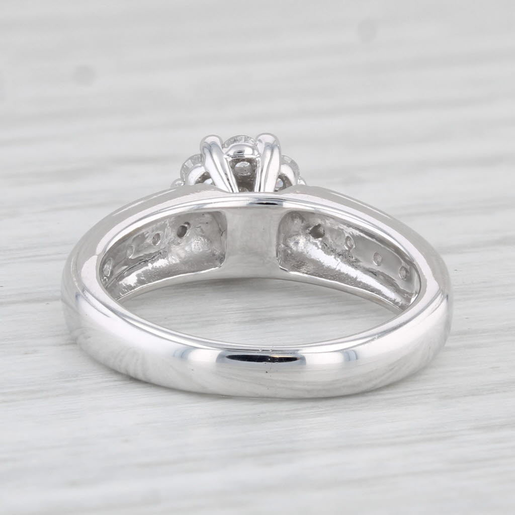 Light Gray 0.25ctw Diamond Cluster Engagement Ring 14k White Gold Size 3.5