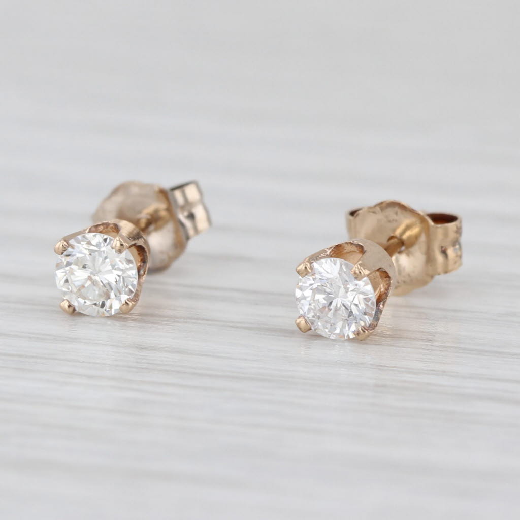 0.40ctw Diamond Stud Earrings 14k Yellow Gold Round Solitaire Studs