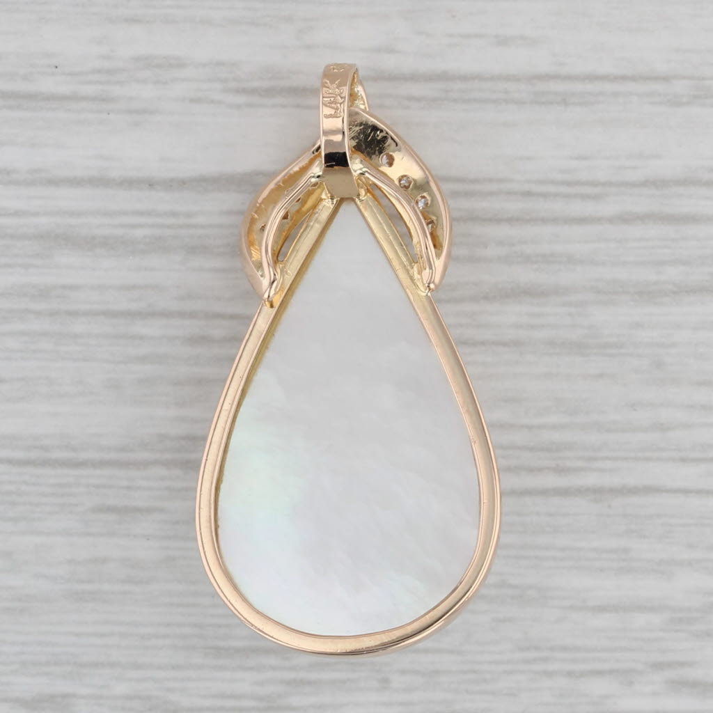 Gray Mabe Pearl Teardrop Pendant 14k Yellow Gold 0.10ctw Diamonds