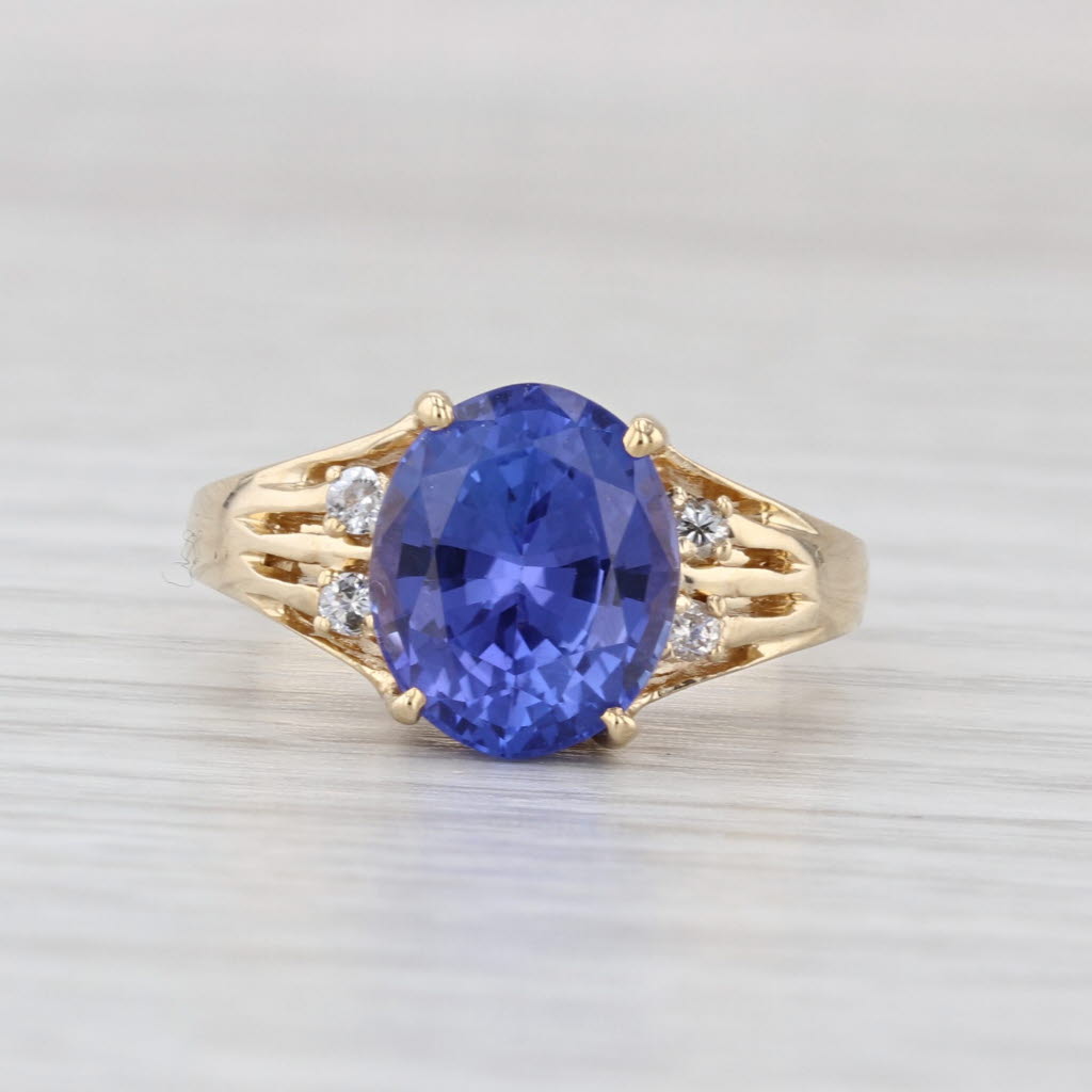 3.32ctw Oval Tanzanite Diamond Ring 14k Yellow Gold Size 5.25