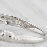 Light Gray Art Deco Diamond Solitaire Engagement Ring 18k White Gold Filigree Size 6.5
