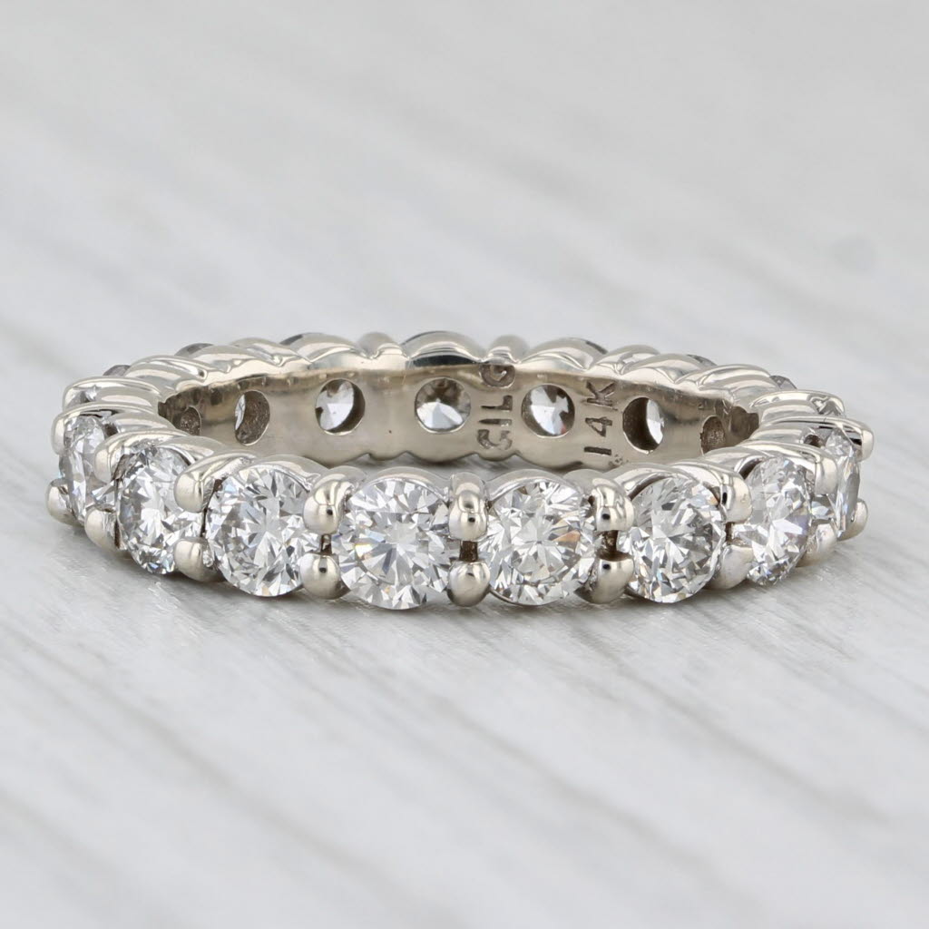 Light Gray 4.70ctw Lab Grown Diamond Ring 14k White Gold Eternity Band Wedding Anniversary