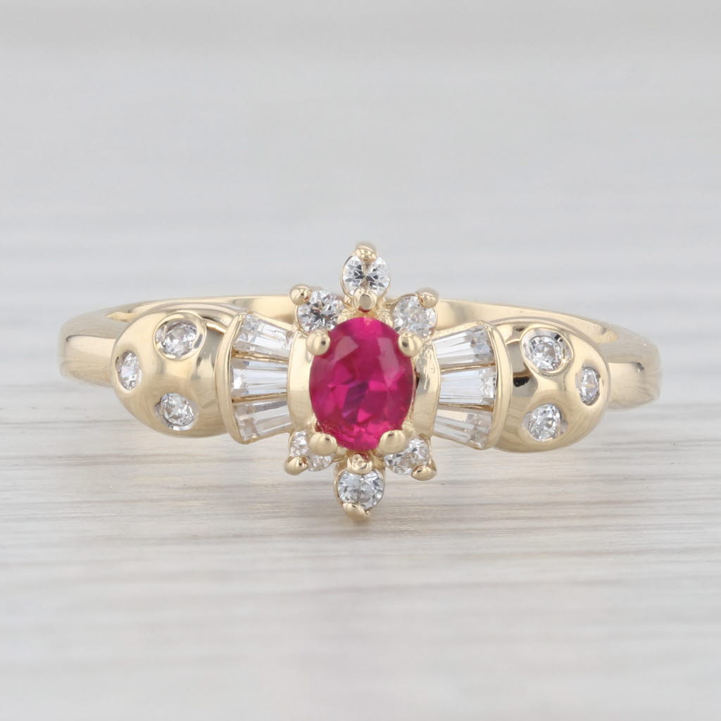 Light Gray 0.60ctw Lab Created Ruby Cubic Zirconia Ring 14k Yellow Gold Size 5.75