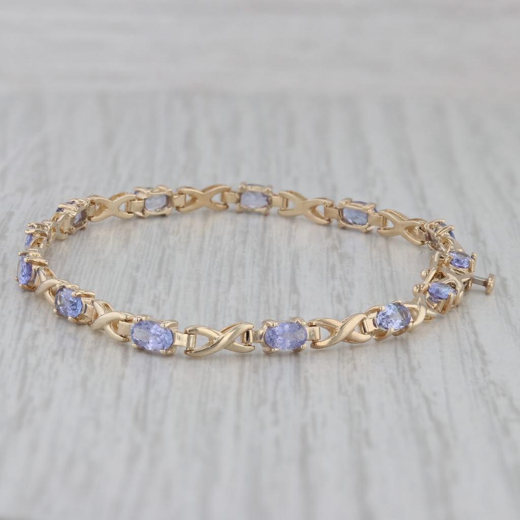 Gray 3.13ctw Tanzanite Tennis Bracelet 10k Yellow Gold 7" 3.7mm