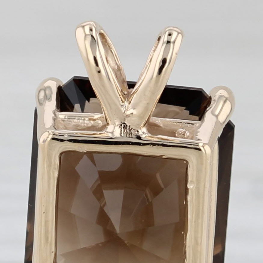 Gray 5.80ct Smoky Quartz Solitaire Pendant 14k Yellow Gold Emerald Cut Solitaire