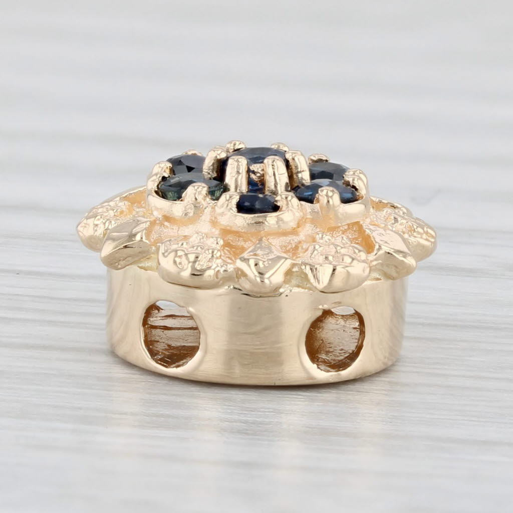 Light Gray 0.40ctw Blue Sapphire Flower Slide Bracelet Charm 14k Gold Richard Glatter