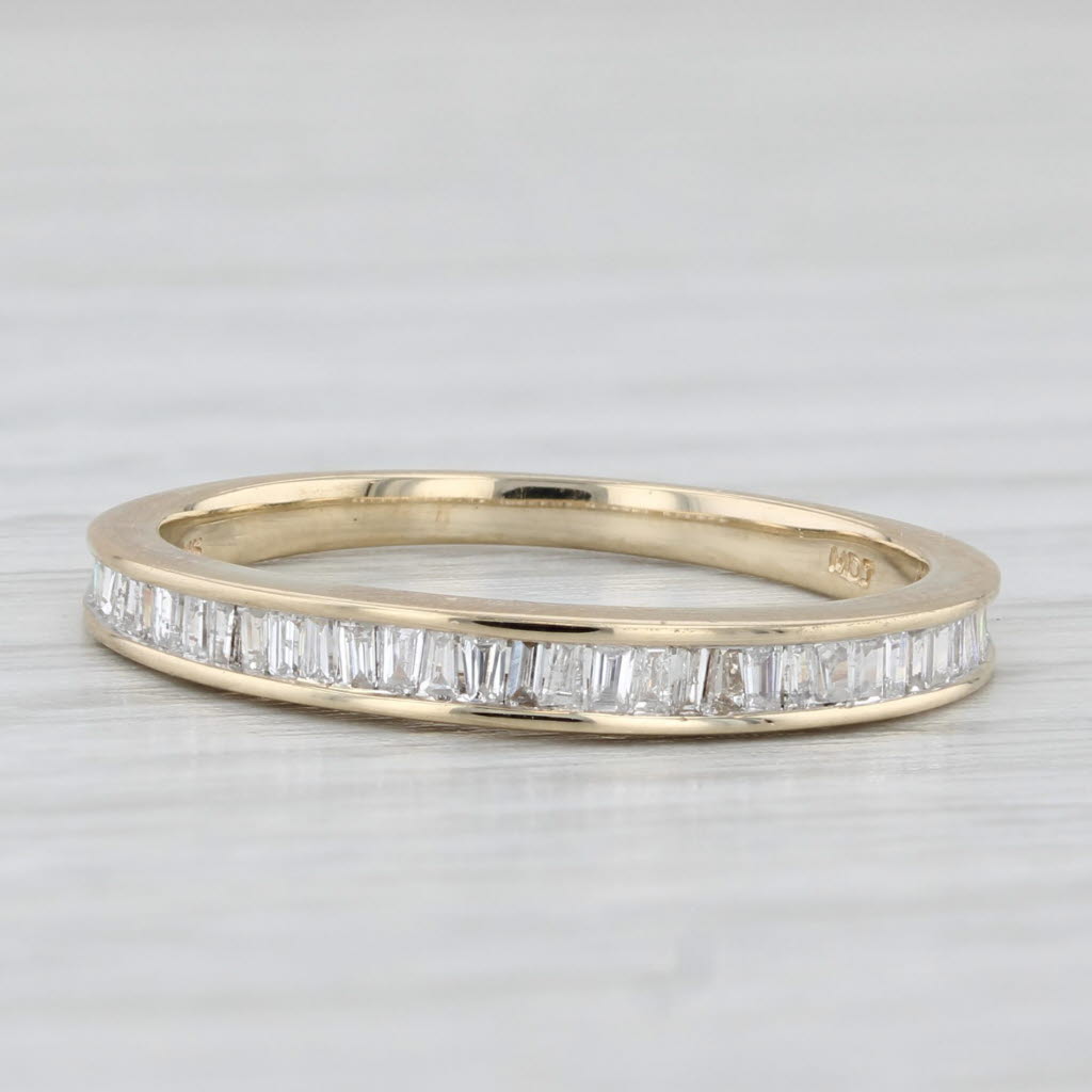 Light Gray 0.35ctw Channel Set Diamond Wedding Band 14k Yellow Gold Stackable Size 7 Ring