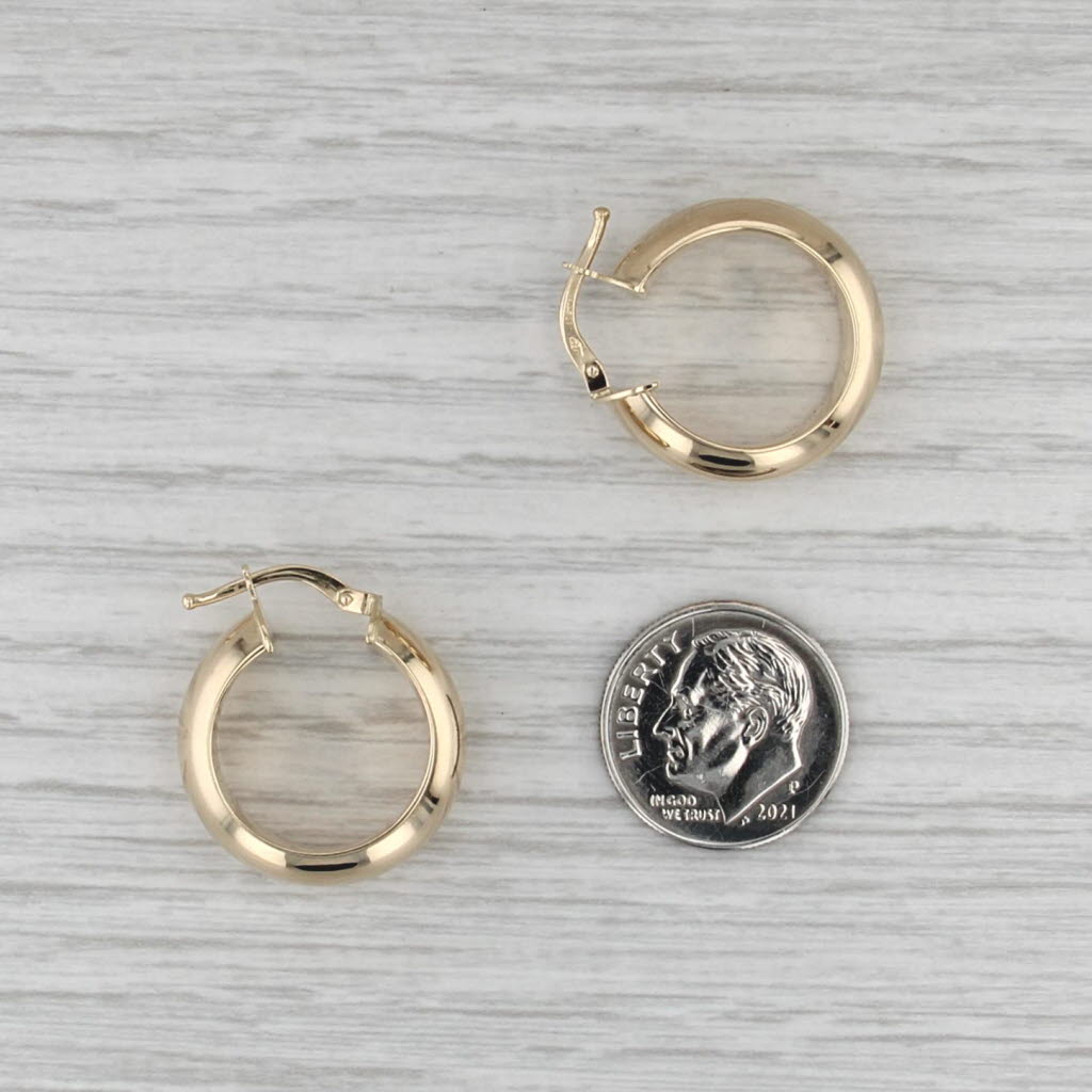 Round Hoop Earrings 18k Yellow Gold Snap Top Hoops