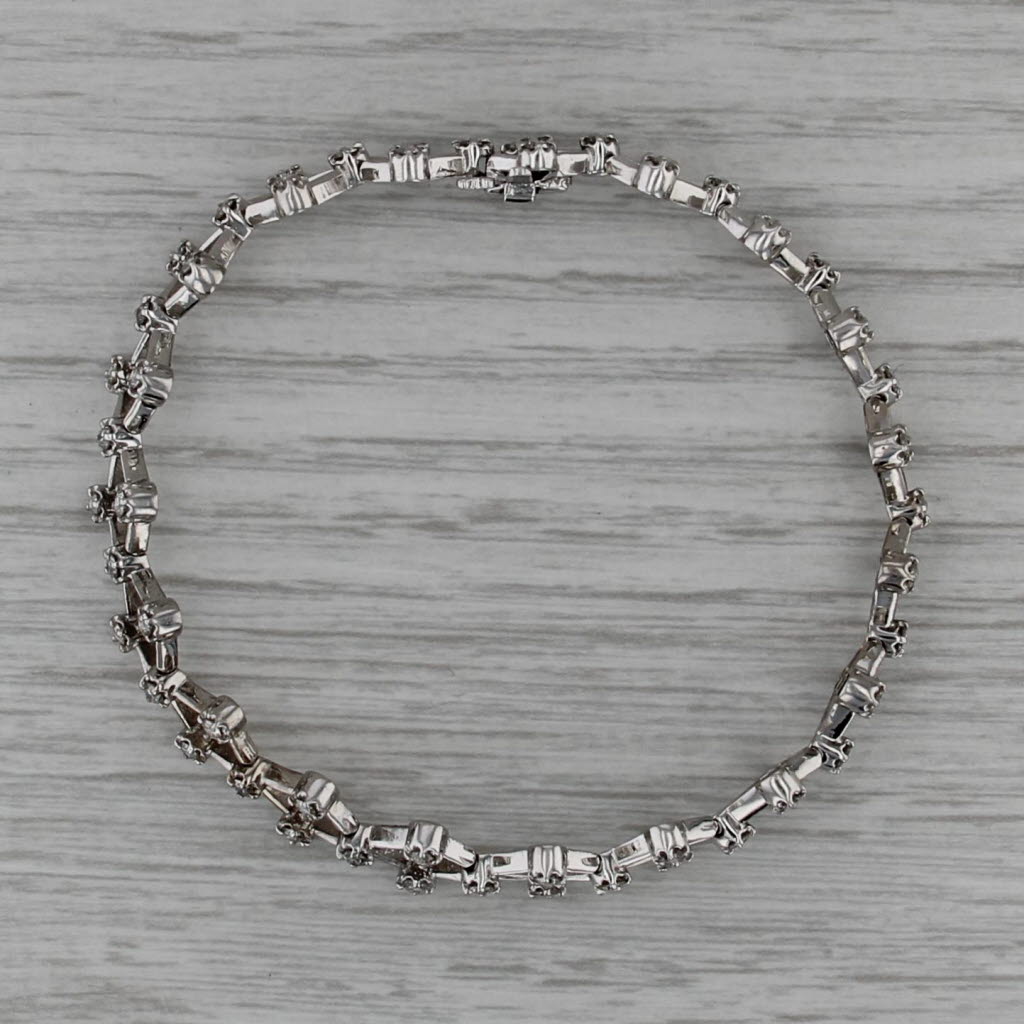 1.70ctw Diamond Lattice Bracelet 14k White Gold 6.75" 10.5mm