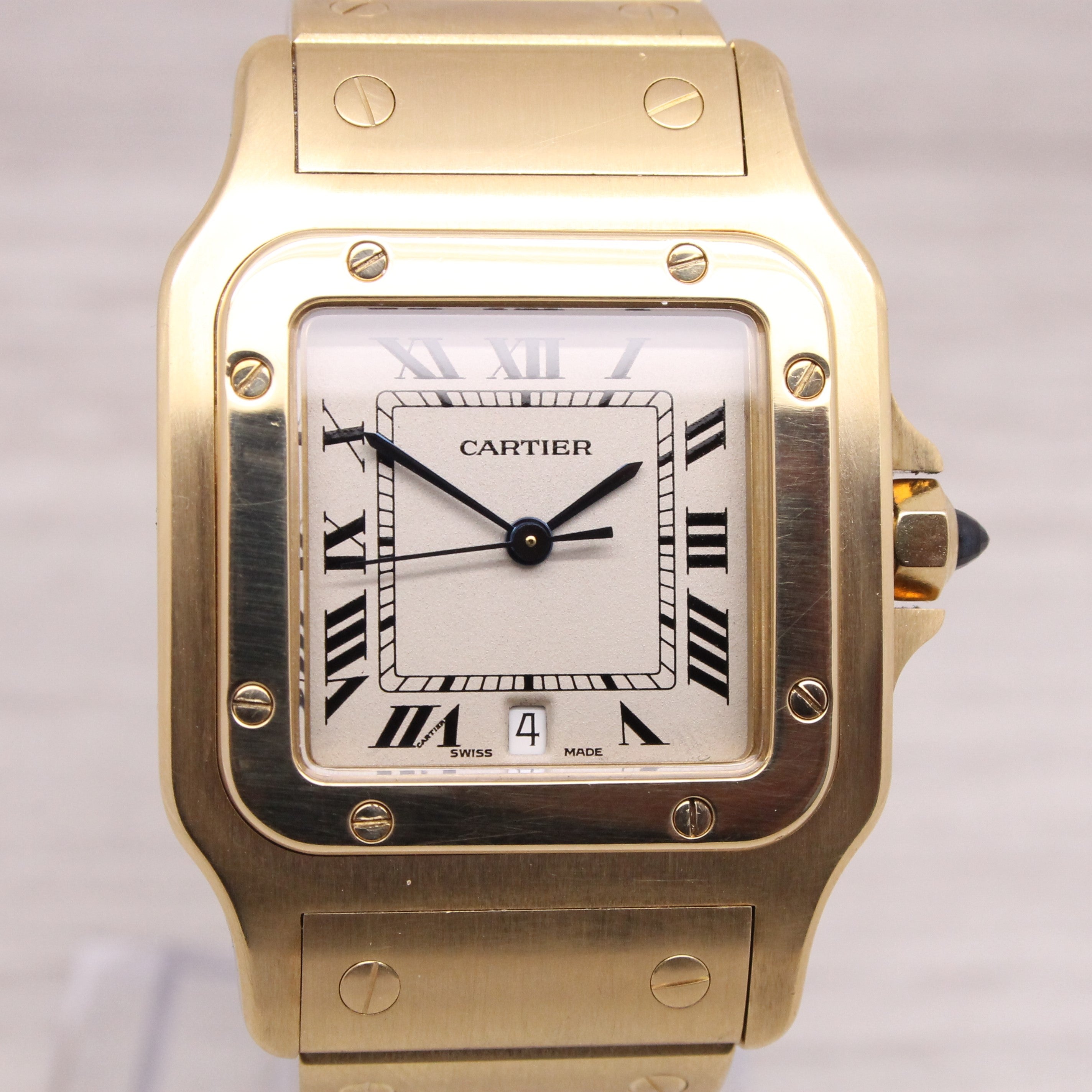 Light Gray Cartier Santos Galbee 18k Yellow Gold 29mm Quartz Watch ref.887901