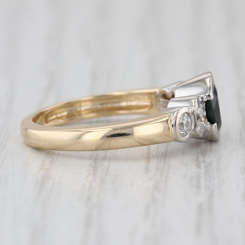 1.60ctw Oval Blue Sapphire Diamond Ring 14k White Gold Size 6.75 Engagement