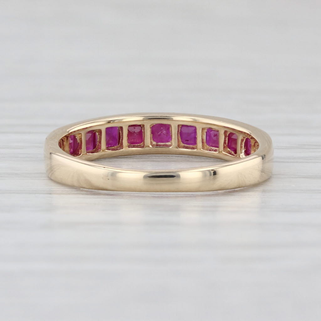 0.75ctw Ruby Ring 14k Yellow Gold Sz 4 Channel Set Square Stackable Wedding Band