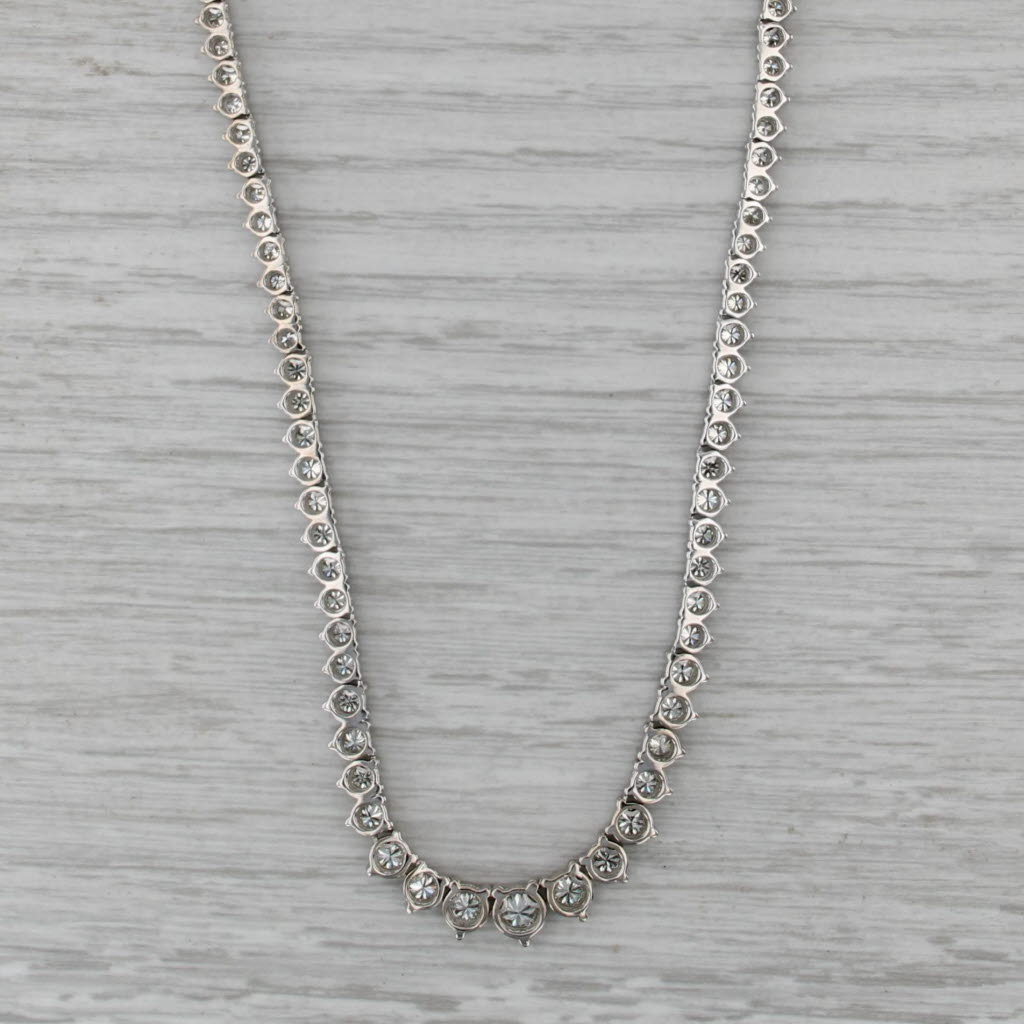 4.20ctw Graduated Diamond Tennis Necklace 14k White Gold 18"