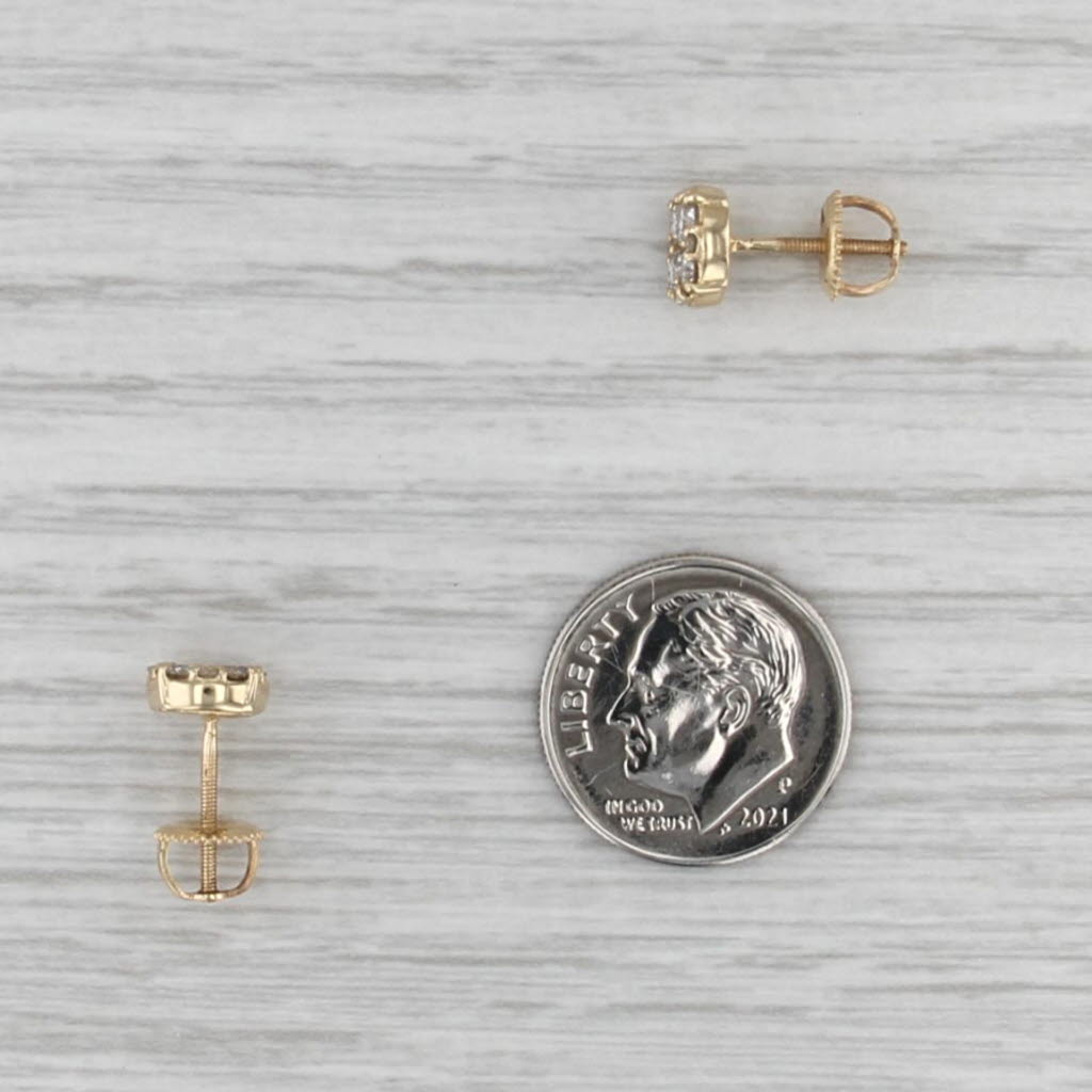 0.70ctw Diamond Cluster Stud Earrings 14k Yellow Gold Screw Back Studs