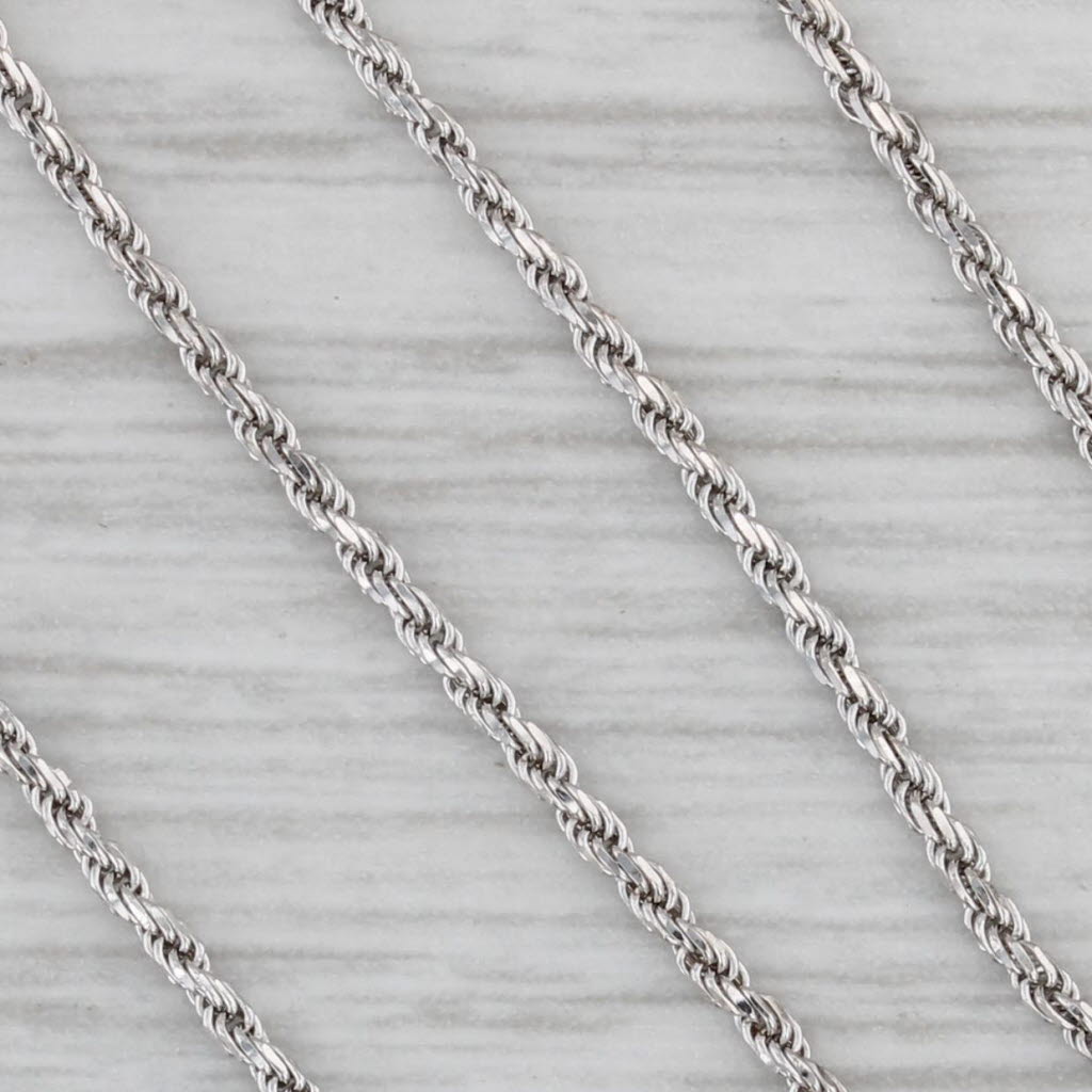 Gray Rope Chain Necklace 14k White Gold 19" 1.1mm