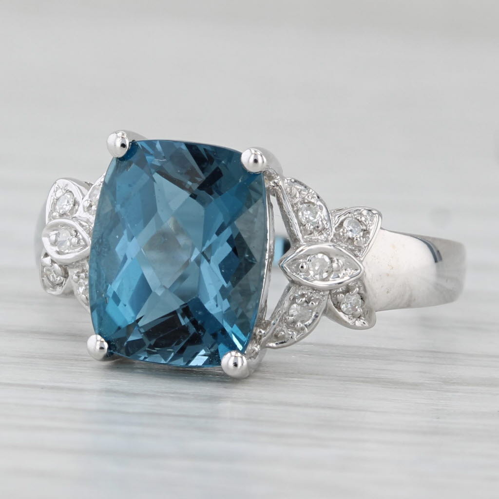 Light Gray 4.05ctw Blue Topaz Diamond Ring 10k White Gold Size 7.25