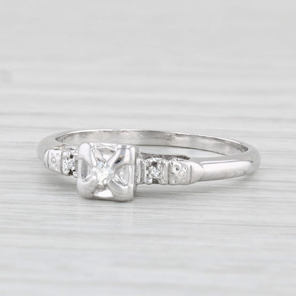 Vintage Diamond Ring 14k White Gold Size 5.75 Engagement Style