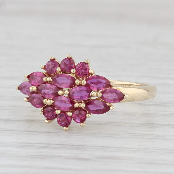 1.87ctw Red Ruby Cluster Ring 14k Yellow Gold Size 8.5
