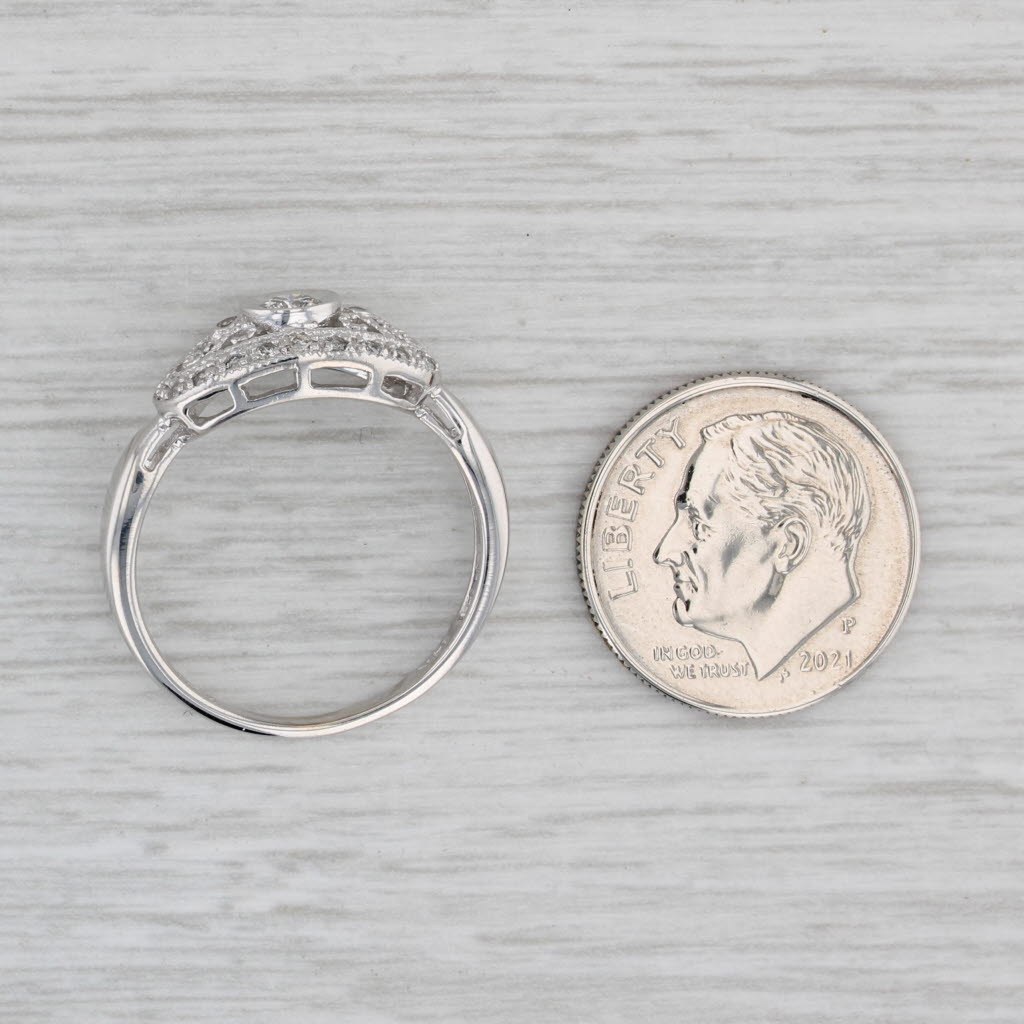 Gray Vintage 0.18ctw Diamond Filigree Ring 14k White Gold Size 7.25 Engagement