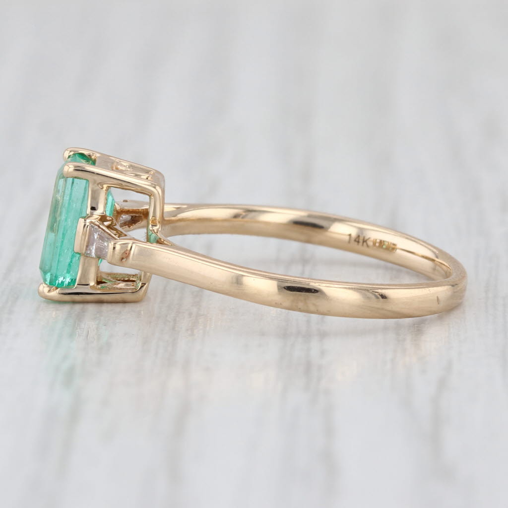 1ct Emerald Diamond Ring 14k Yellow Gold Size 7 Cathedral Band