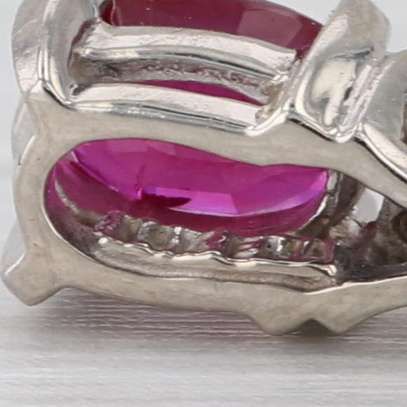 0.58ctw Ruby Diamond Pendant Necklace 14k White Gold 18" Rope Chain