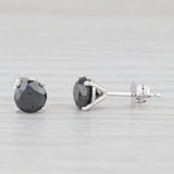 Light Gray New 1.41ctw Black Diamond Stud Earrings 14k White Gold Round Solitaires