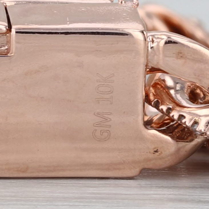 1.77ctw Pave Diamond Hearts Station Bracelet 10k Rose Gold 7.75" Curb Chain