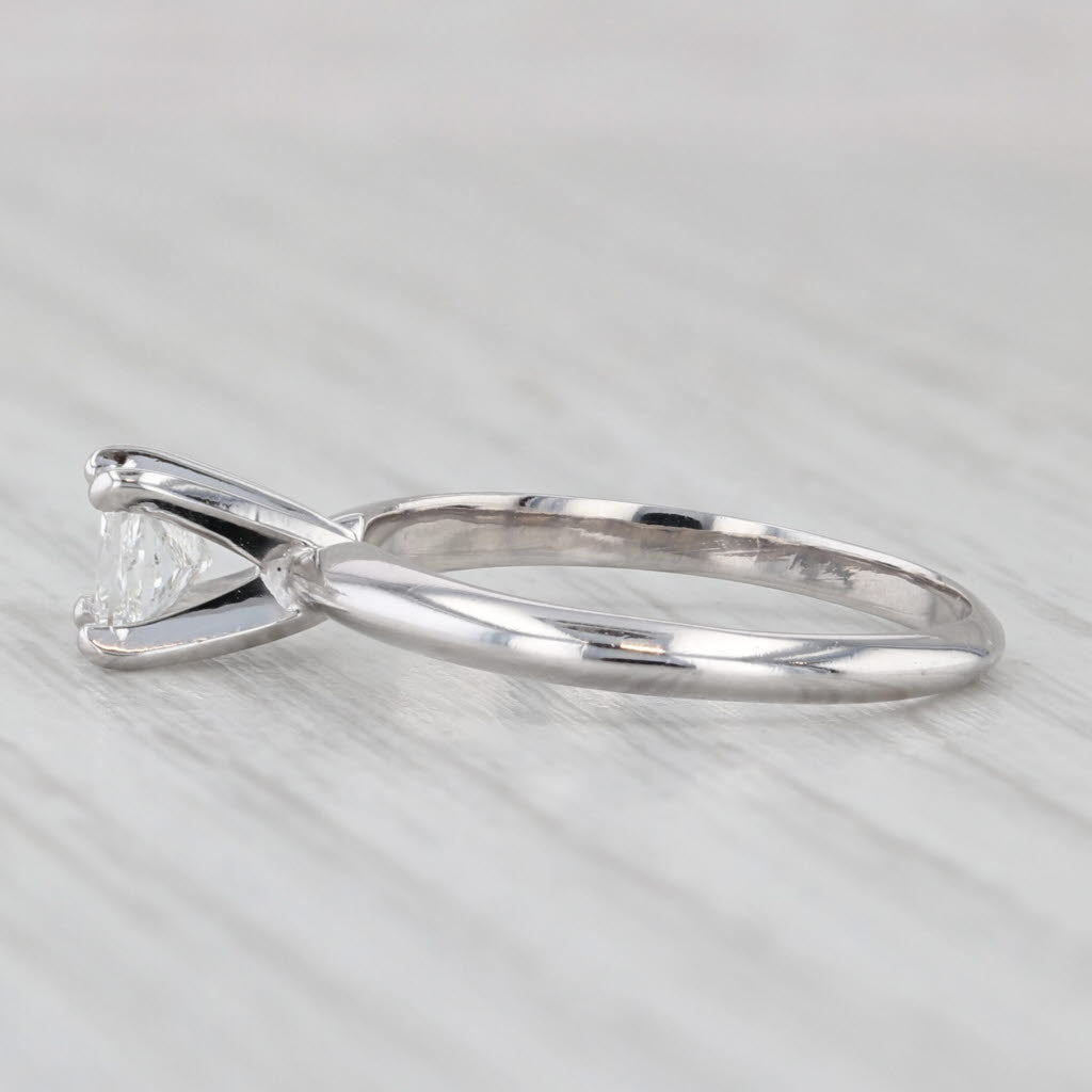 Light Gray 0.50ct Princess Diamond Solitaire Engagement Ring 14k White Gold Size 6.5