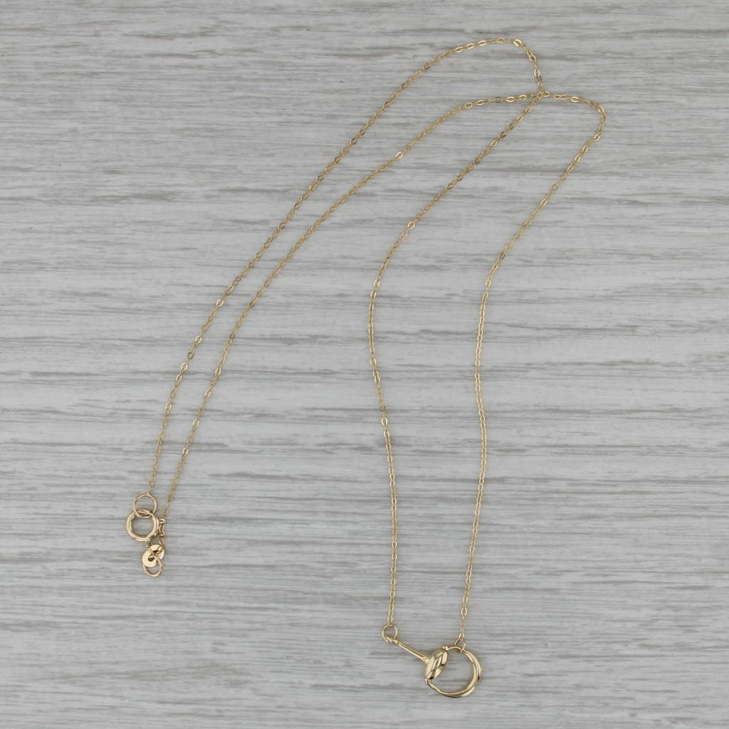 Horse Bit Pendant Necklace 14k Yellow Gold 18" Cable Chain Equestrian