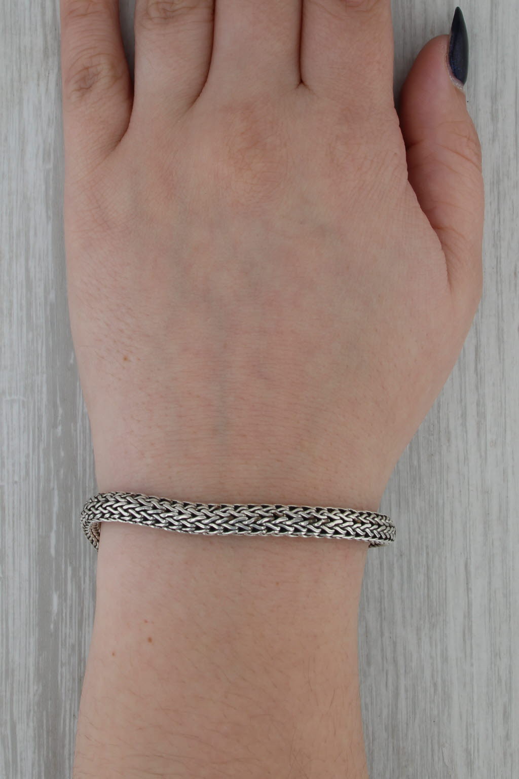 John Hardy Classic Wheat Chain Bracelet Sterling Silver 18k Gold 7" 6.4mm Lock