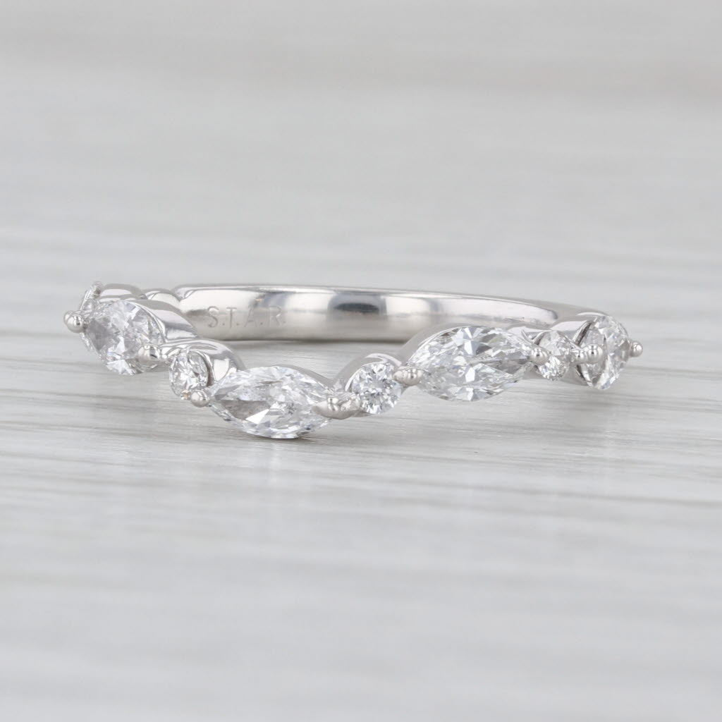 1ctw Lab Grown Diamond Contoured Wedding Anniversary Ring 18k Gold Stackable