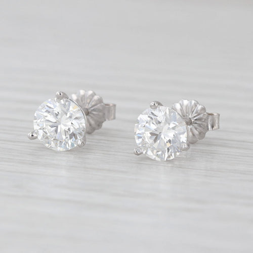 IGI 2.02ctw VS1 Lab Grown Diamond Stud Earrings 14k White Gold Solitaire Studs