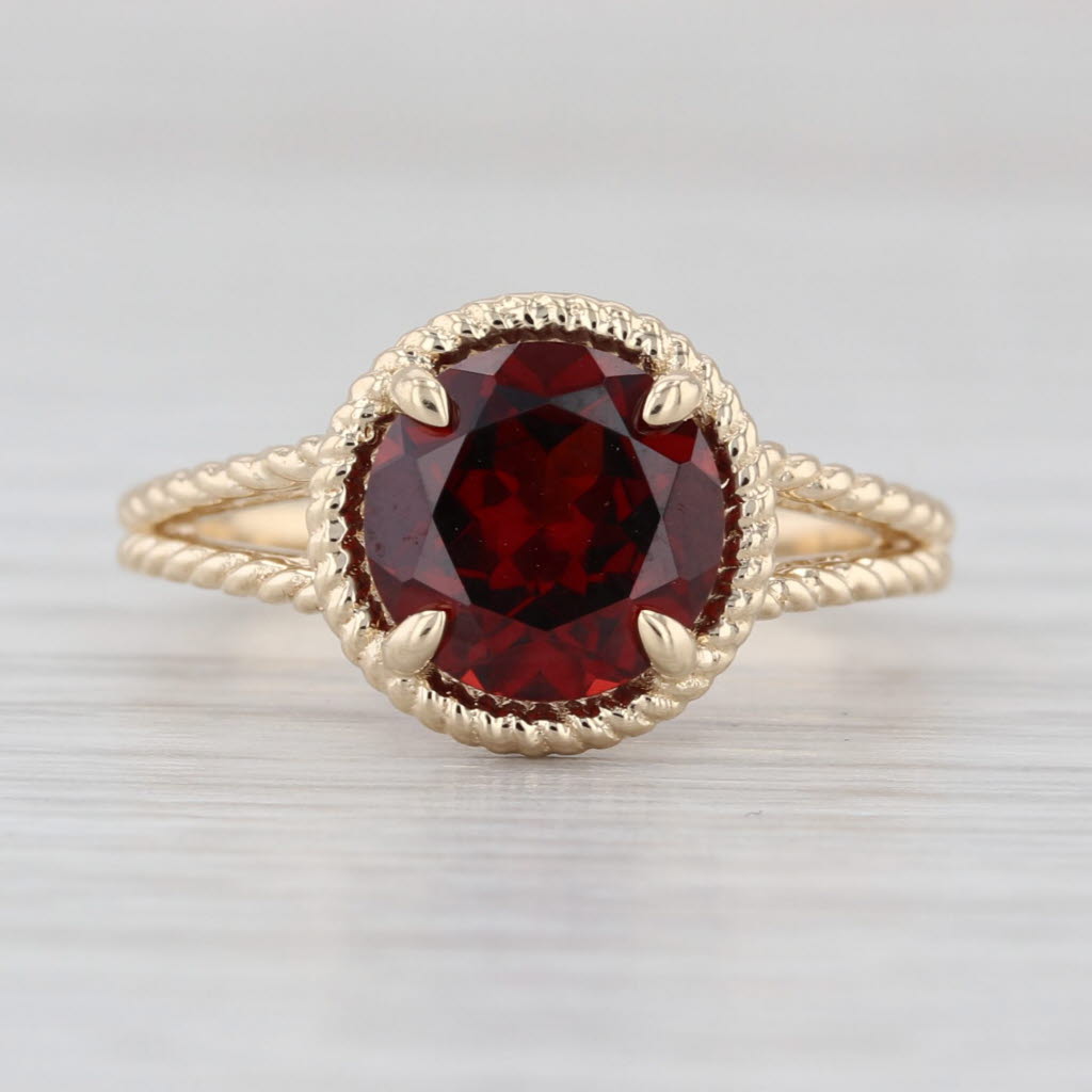 2.40ct Round Garnet Solitaire Ring 14k Yellow Gold Size 6