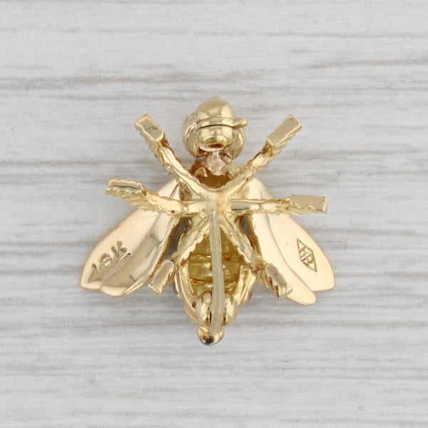 Gray Little Bee Pin 18k Yellow Gold Ruby Insect Jewelry Rosenthal